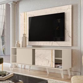 Rack Com Painel Madetec Cronos Para TV Até 65 Polegadas | Calacata/Off White