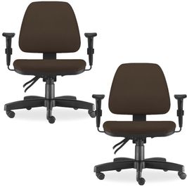 Kit 02 Cadeiras de Escritório Giratória Executiva Ergonômica Sky L02 Suede Marrom - Lyam Decor