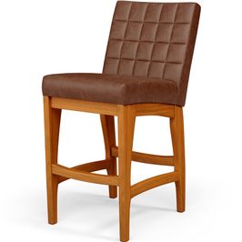 Banqueta Baixa Para Cozinha Bancada Bar Sala De Jantar Fixa Mila L02 Couríssimo Marrom - Lyam Decor