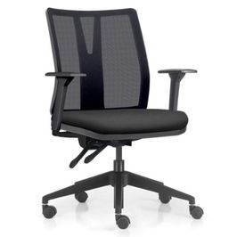 Cadeira de Escritório Giratória Diretor Flow F02 Base Preta Sintético Preto - Lyam Decor