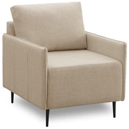Poltrona Decorativa Para Sala de Estar Living Yves F04 Linho Tramado Creme - Lyam Decor