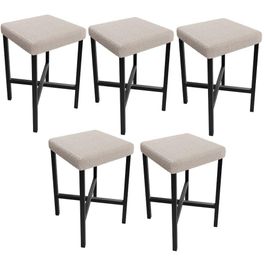 Kit 05 Banquetas Baixa Bar Cozinha Sala De Jantar Preto Stella L02 Bouclê Creme - Lyam Decor