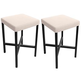 Kit 02 Banquetas Baixa Bar Cozinha Sala De Jantar Preto Stella L02 Suede Bege - Lyam Decor