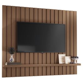 Painel Para TV 60 Pol Ripado 160cm Conect B01 Castanho - Lyam Decor