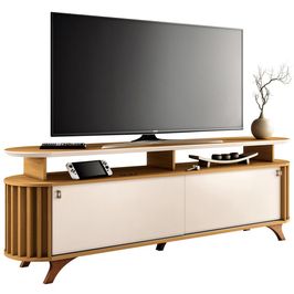 Rack Para Sala de Estar TV 70 Pol Orgânico Dorian B01 Off White Cinamomo - Lyam Decor