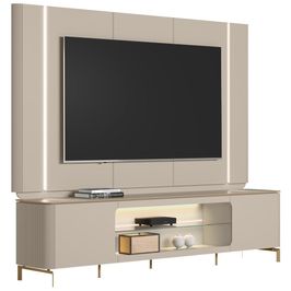 Rack Para Sala LED Com Painel Para TV 70 Pol Elysia L05 Off White Fosco - Lyam Decor