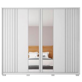 Guarda Roupa Casal Apollo Lux com Espelhos 6 Portas 4 Gavetas Caemmun Branco Fosco