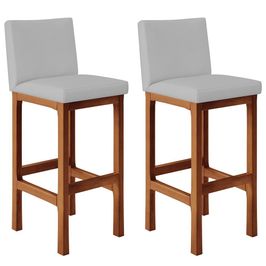 Kit 02 Banquetas Altas Para Cozinha Sala De Jantar Fixa Alya L02 Suede Cinza - Lyam Decor