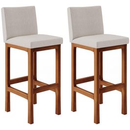 Kit 02 Banquetas Altas Para Cozinha Sala De Jantar Fixa Alya L02 Linho Cru - Lyam Decor