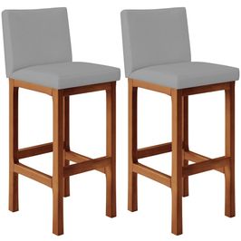 Kit 02 Banquetas Altas Para Cozinha Sala De Jantar Fixa Alya L02 Facto Cinza - Lyam Decor