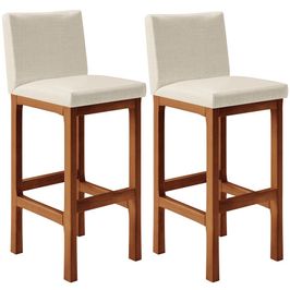 Kit 02 Banqueta Alta Para Cozinha Sala De Jantar Fixa Alya L02 Facto Pérola Metalizado - Lyam Decor