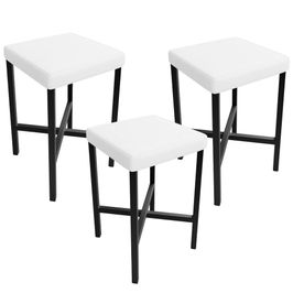Kit 03 Banquetas Baixa Bar Cozinha Sala De Jantar Preto Stella L02 Facto Branco - Lyam Decor