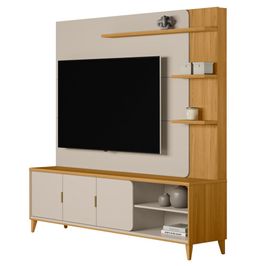 Estante Painel Para TV 70 Pol Pés Retrô 200cm Homero L05 Tauari Off White Fosco - Lyam Decor