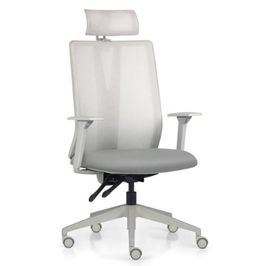 Cadeira Escritório Giratória Presidente Flow F02 Base Cinza Sintético Cinza - Lyam Decor
