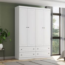 Guarda Roupa Henn Americano 4 Portas 4 Gavetas | Branco