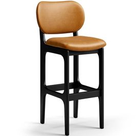 Banqueta Alta Bar Cozinha Sala Jantar Fixa Betta L02 Preto Couríssimo Whisky - Lyam Decor