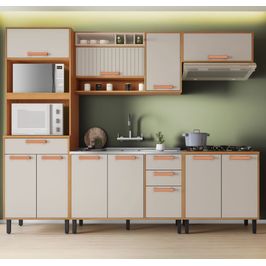 Cozinha Modulada 5 Peças 10 Portas 4 Gavetas Com Tampo Itatiaia Napoles