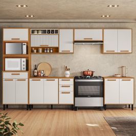 Cozinha Modulada 6 Peças 12 Portas 4 Gavetas Com Tampo Itatiaia Napoles