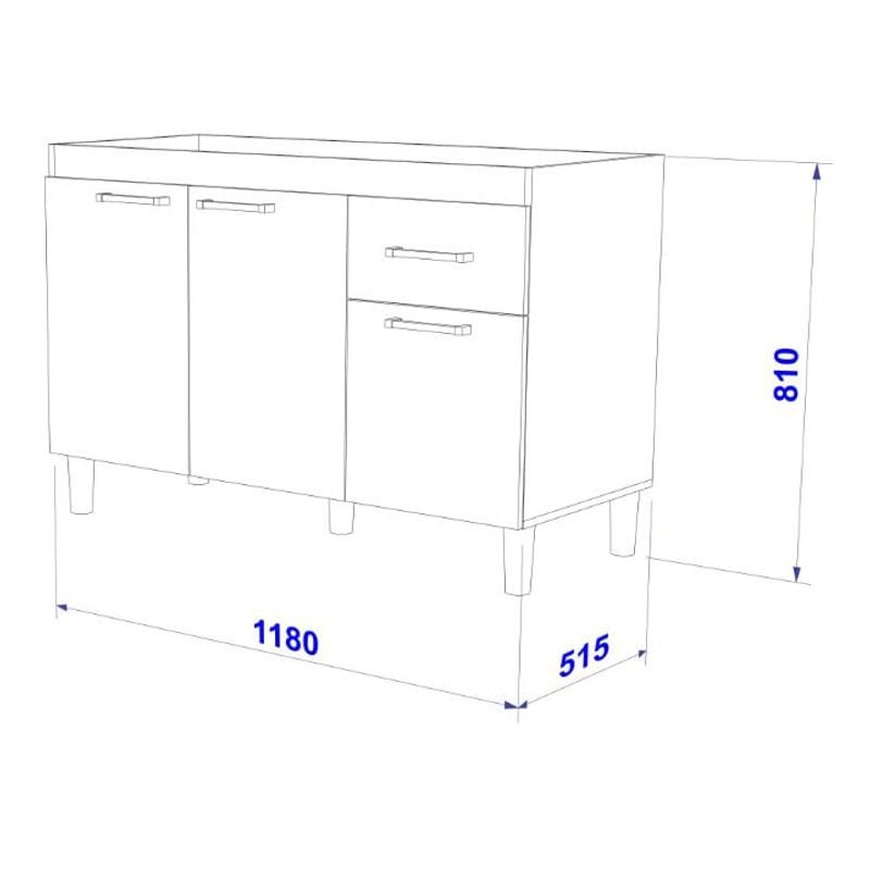Balcao-Sem-Tampo-para-Pia-3-Portas-1-Gaveta-Indekes-120-cm