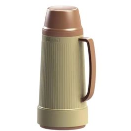 GARRAFA ALADDIN TÉRMICA ARES COM AMPOLA POLIPROPILENO BEGE TAMPA MARROM 1 LITRO 02064-01