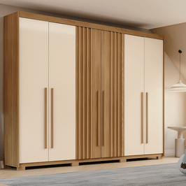 Guarda Roupa Henn Norton 6 Portas 4 Gavetas | Nature/Off White