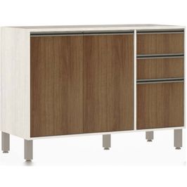 Balcão Sem Tampo 2 Portas 3 Gavetas Linea Luciane 120 cm | Patina/Avela