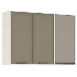 Armário Aéreo Com Vidro Reflecta 3 Portas Linea Luciane 120 cm | Patina/Mocca Laca