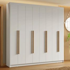 Guarda-Roupa Casal 8 Portas Batentes Branco/Branco/Rustic Saturno Madesa Branco/Branco/Rustic