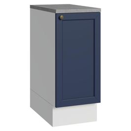 Balcão de Cozinha 35 cm 1 Porta Branco/Azul Vik Madesa Azul Escuro