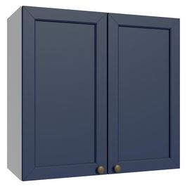 Armário Aéreo 70 cm 2 Portas Branco/Azul Vik Madesa Azul Escuro