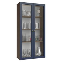 Cristaleira Suspensa 70 cm 2 Portas de Vidro Rustic/Azul Vik Madesa Azul Escuro
