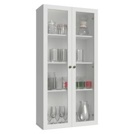 Cristaleira Suspensa 70 cm 2 Portas de Vidro Branco Vik Madesa Branco