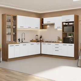 Armário de Cozinha Completa 549cm Rustic/Branco Agata Madesa 01 Rustic/Branco