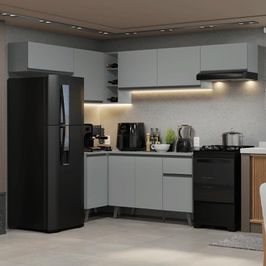 Armário de Cozinha Completa de Canto 405cm Cinza Nice Madesa 02 Cinza