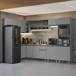 Armário de Cozinha Completa de Canto 465cm Cinza Nice Madesa 05 Cinza