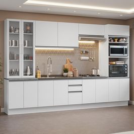 Armário de Cozinha Completa 340cm Branco Glamy Madesa 01 Branco