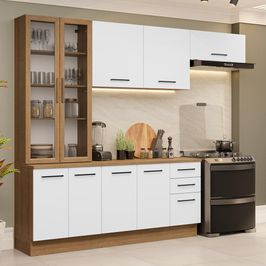 Armário de Cozinha Completa 270cm Rustic/Branco Agata Madesa 11 Rustic/Branco