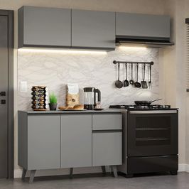 Armário de Cozinha Compacta 200cm Cinza Nice Madesa 03 Cinza