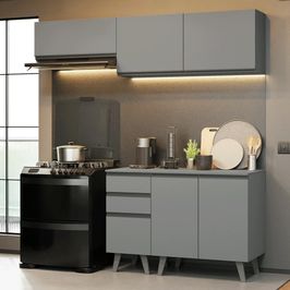 Armário de Cozinha Compacta 200cm Cinza Nice Madesa 06 Cinza