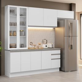 Armário de Cozinha Completa 270cm Branco Glamy Madesa 16 Branco