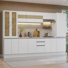Armário de Cozinha Completa 100% MDF 290 cm Branco Smart Madesa 01 Branco
