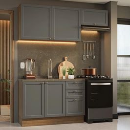 Armário de Cozinha Compacta 180 cm Rustic/Cinza Vik Madesa 02 Rustic/Cinza