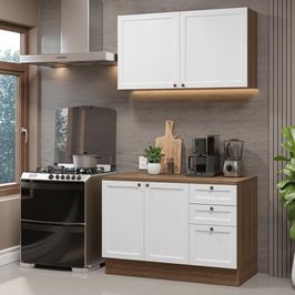 Armário de Cozinha Compacta 120 cm Rustic/Branco Vik Madesa 01 Rustic/Branco