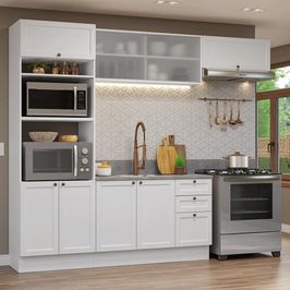 Armário de Cozinha Completa 270 cm Branco Vik Madesa 03 Branco