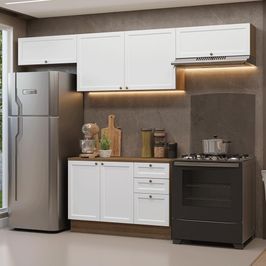 Armário de Cozinha Completa 280 cm Rustic/Branco Vik Madesa 01 Rustic/Branco