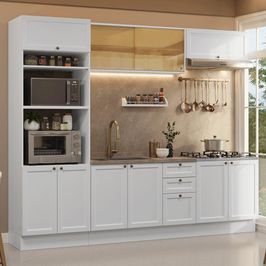 Armário de Cozinha Completa 270 cm Branco Vik Madesa 02 Branco