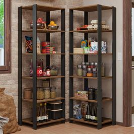 Armário Estante Multiuso Organizador Despensa de Canto 10 Prateleiras 118cm Rustic/Preto Madesa Rustic/Preto