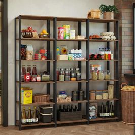 Armário Estante Multiuso Organizador Despensa 15 Prateleiras 177cm Rustic/Preto Madesa Rustic/Preto
