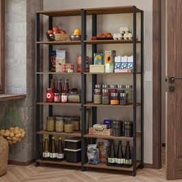 Armário Estante Multiuso Organizador Despensa 10 Prateleiras 118cm Rustic/Preto Madesa Rustic/Preto