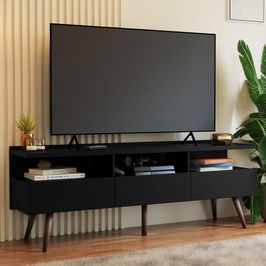 Rack para TV até 65 Polegadas com Pés Retro Preto Londres Madesa Preto